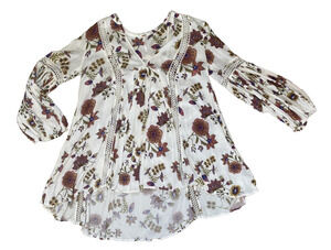 FREE PEOPLE Floral Tunic Dress Size Small Peasant Oversized Bohemian Cottagecore